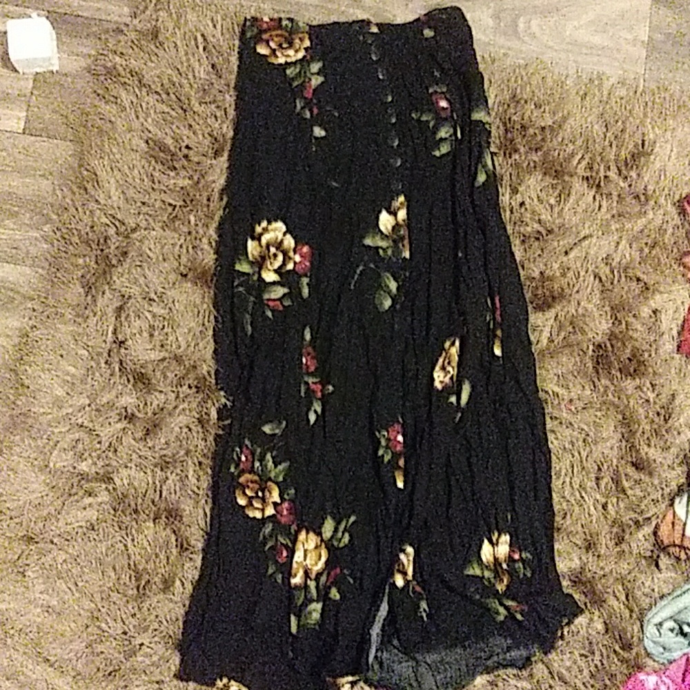 Vintage button front maxi skirt